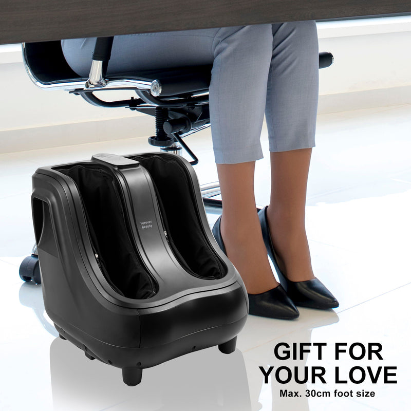 Forever Beauty Black Foot Massager Shiatsu Leg Calf Kneading Heat Remote Carry