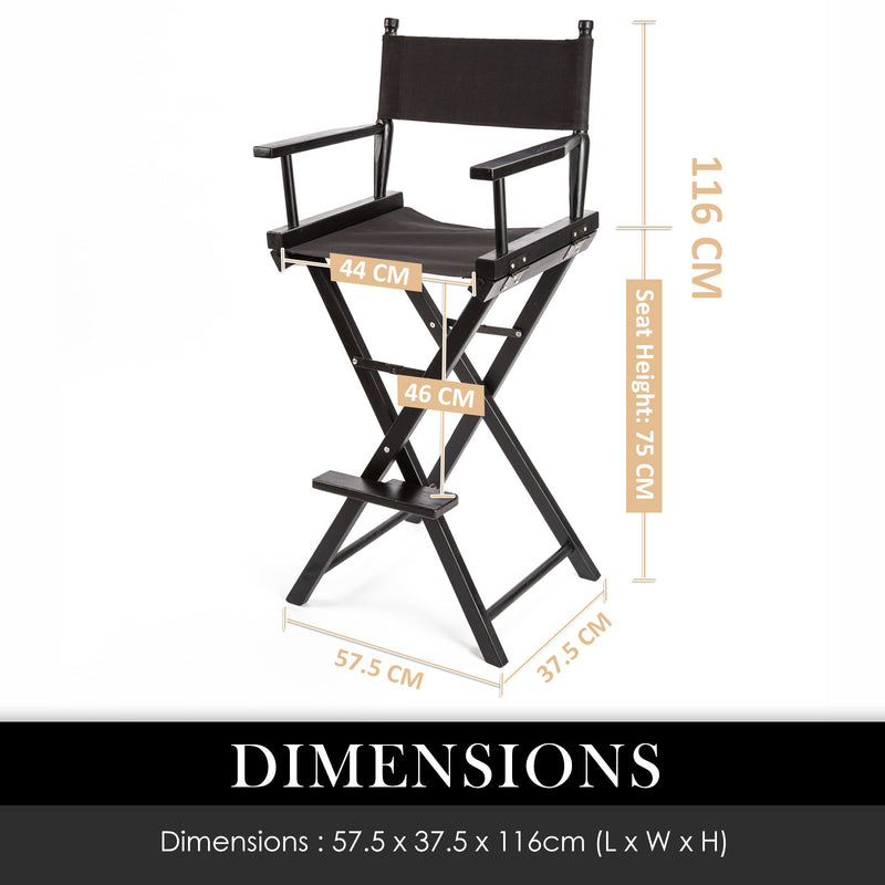 2X Director Movie Folding Tall Chair 76cm DARK HUMOR