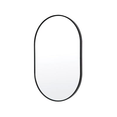 La Bella Black Wall Mirror Oval Aluminum Frame Makeup Decor Bathroom Vanity 50 x 75cm