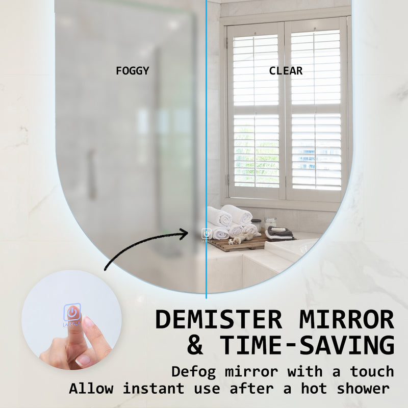 LED Wall Mirror Oval Anti-Fog Bathroom 50x75cm