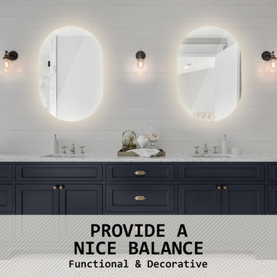 LED Wall Mirror Oval Anti-Fog Bathroom 50x75cm