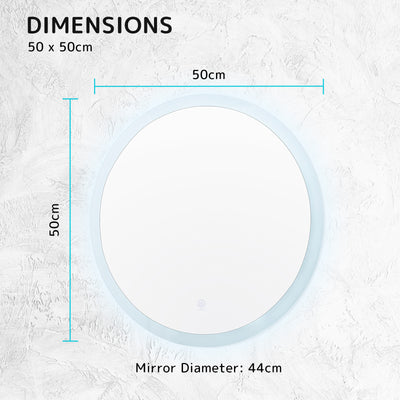 LED Wall Mirror Round Anti-Fog Bathroom 50cm