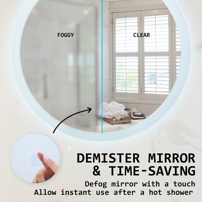 LED Wall Mirror Round Anti-Fog Bathroom 60cm