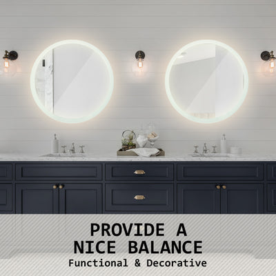 LED Wall Mirror Round Anti-Fog Bathroom 80cm