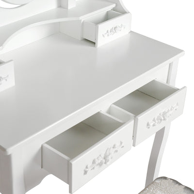 La Bella White Dressing Table ANGELLA 1 Mirror 4 Drawers Makeup & Stool