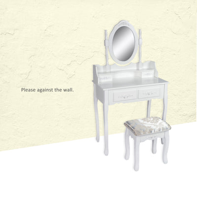 La Bella White Dressing Table ANGELLA 1 Mirror 4 Drawers Makeup & Stool