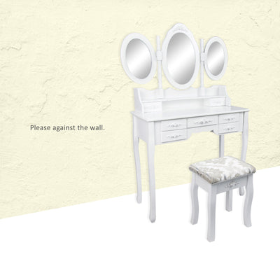 La Bella White Dressing Table JULIA 3 Mirror 7 Drawers Makeup & Stool