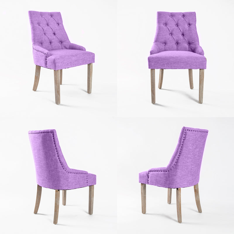 2X French Provincial Dining Chair Oak Leg AMOUR VIOLET