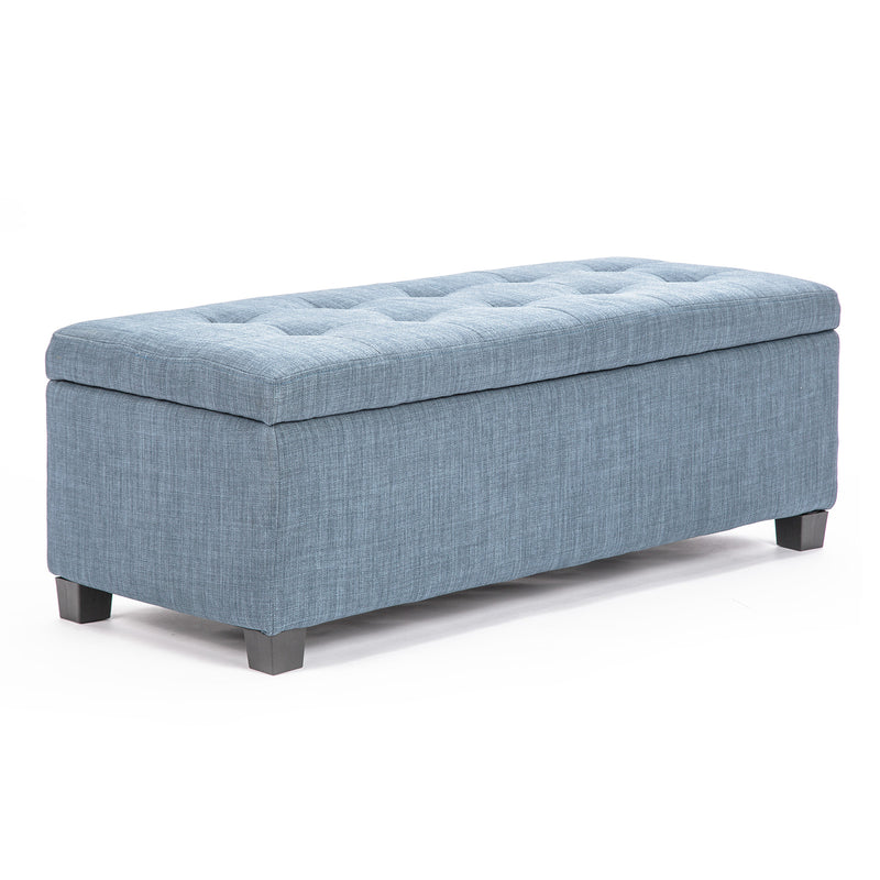 La Bella 102cm Light Grey Storage Ottoman Stool Fabric