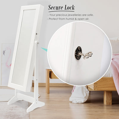 Mirror Jewellery Cabinet Storage Organiser LUVO 146cm WHITE