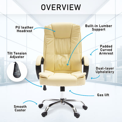 La Bella Beige Executive Office Chair Sage Dual-Layer Seat