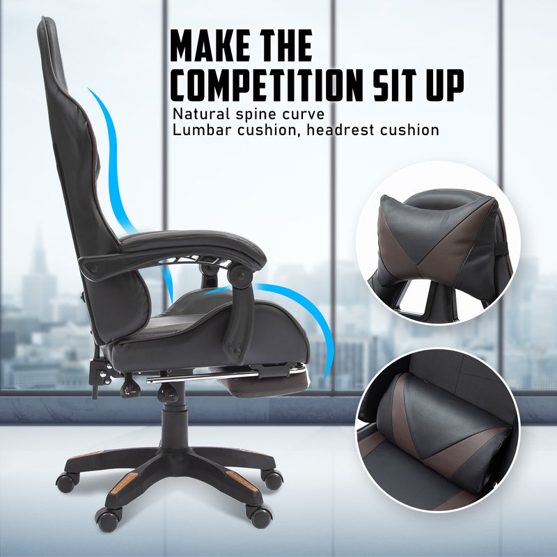 La Bella Black Gaming Office Chair Epic Ergonomic Racing Footrest