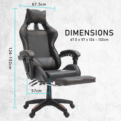 La Bella Black Gaming Office Chair Epic Ergonomic Racing Footrest