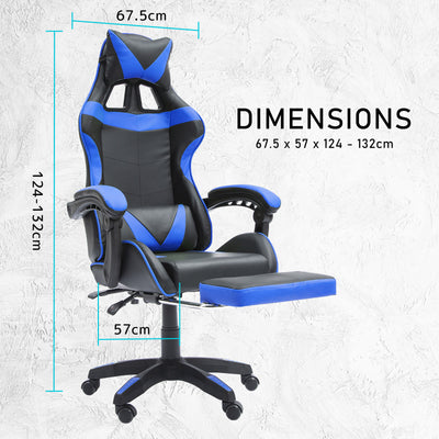 La Bella Blue Gaming Office Chair Epic Ergonomic Racing Footrest