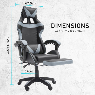 La Bella Grey Gaming Office Chair Epic Ergonomic Racing Footrest