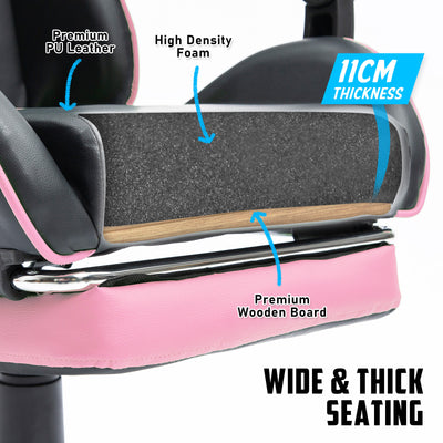 La Bella Pink Gaming Office Chair Epic Ergonomic Racing Footrest