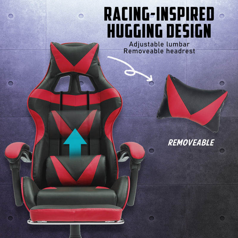 La Bella Red Gaming Office Chair Epic Ergonomic Racing Footrest