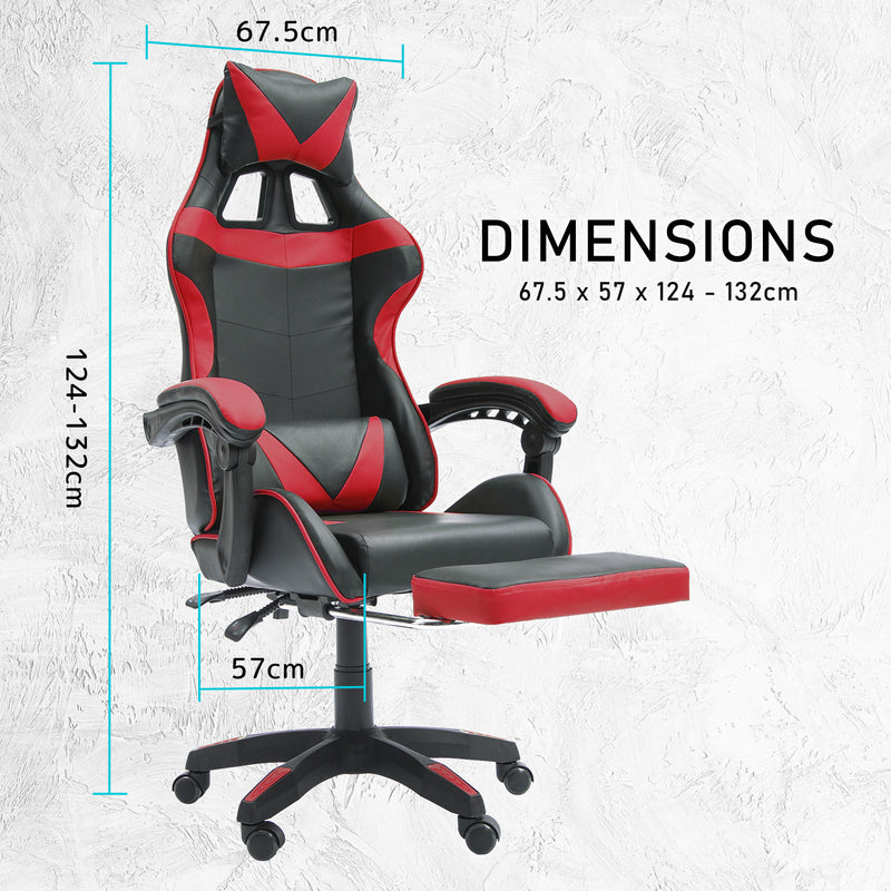 La Bella Red Gaming Office Chair Epic Ergonomic Racing Footrest