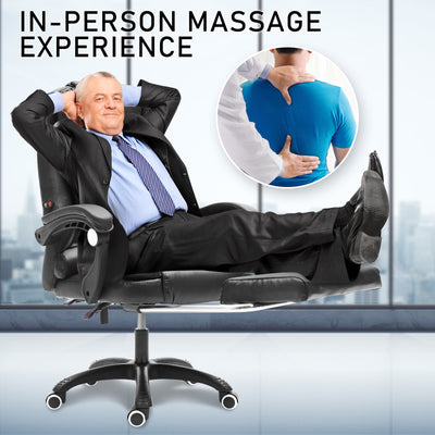 La Bella Black Massage Footrest Ergonomic Executive Office Chair