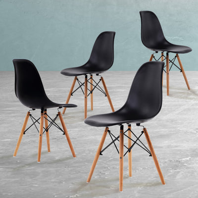 4X Retro Dining Cafe Chair DSW BLACK