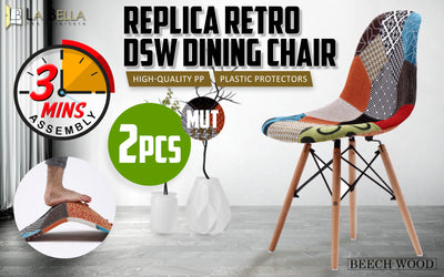 2X Retro Dining Cafe Chair DSW MULTI COLOUR