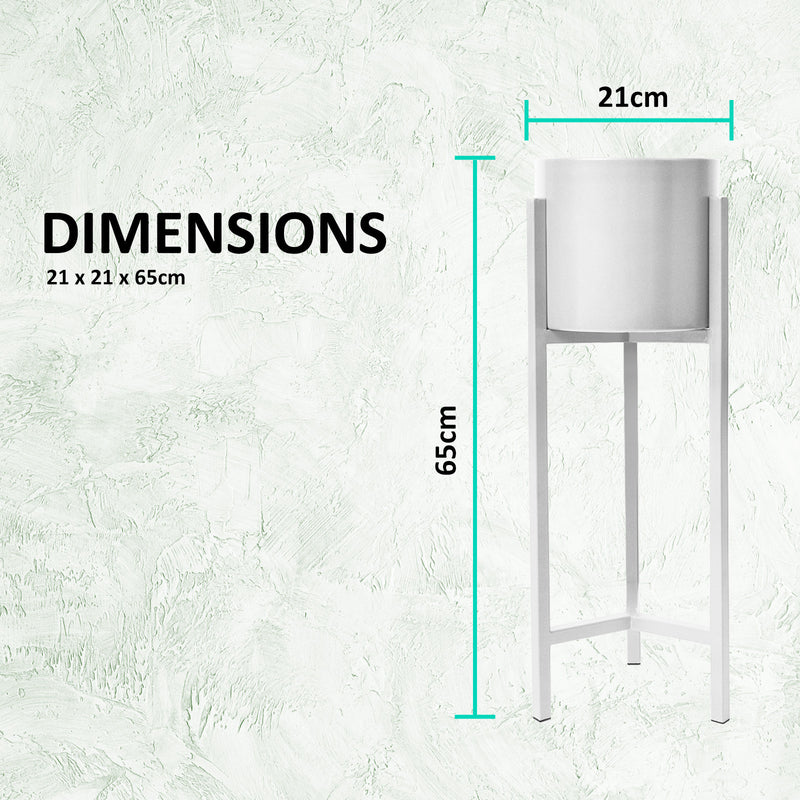 Plant Stand 65cm Planter Shelf Rack Display Steel 1 Tier WHITE