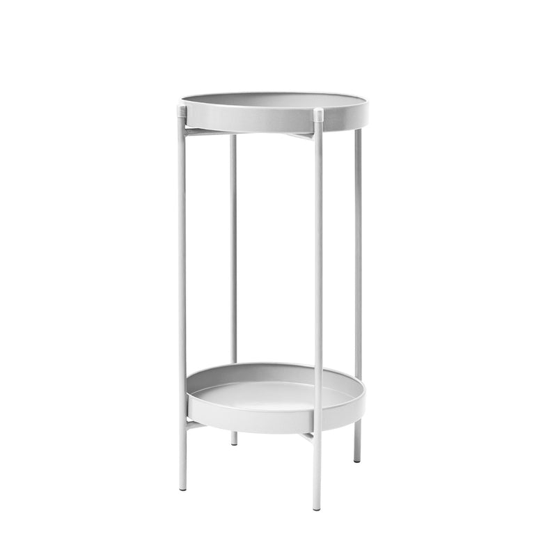 La Bella 50cm White Plant Stand Planter Shelf Rack 2 Tier Steel