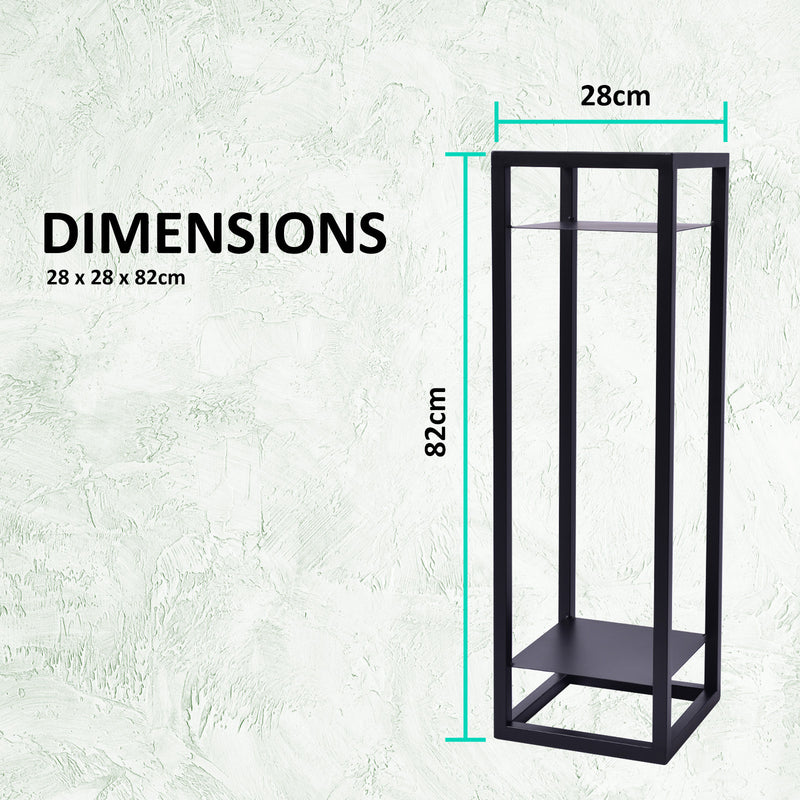 La Bella 82cm Black Plant Stand Planter Shelf Rack 2 Tier Steel