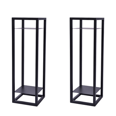 La Bella 2 Set 82cm Black Plant Stand Planter Shelf Rack 2 Tier Steel