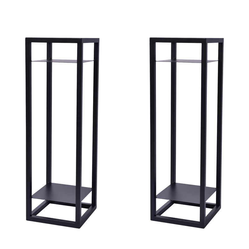 La Bella 2 Set 82cm Black Plant Stand Planter Shelf Rack 2 Tier Steel