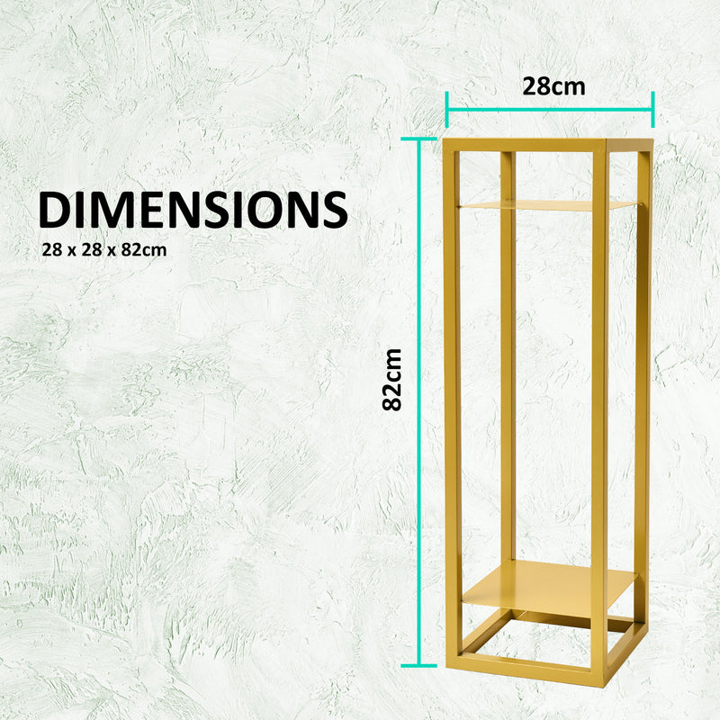 La Bella 82cm Gold Plant Stand Planter Shelf Rack 2 Tier Steel