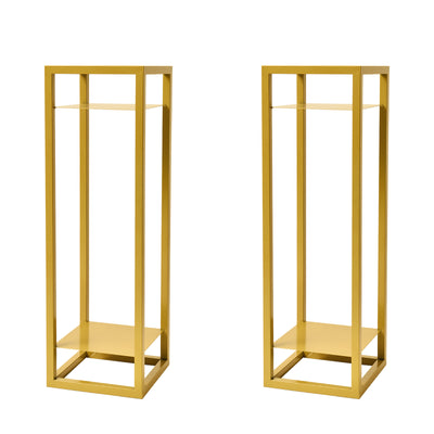 La Bella 2 Set 82cm Gold Plant Stand Planter Shelf Rack 2 Tier Steel