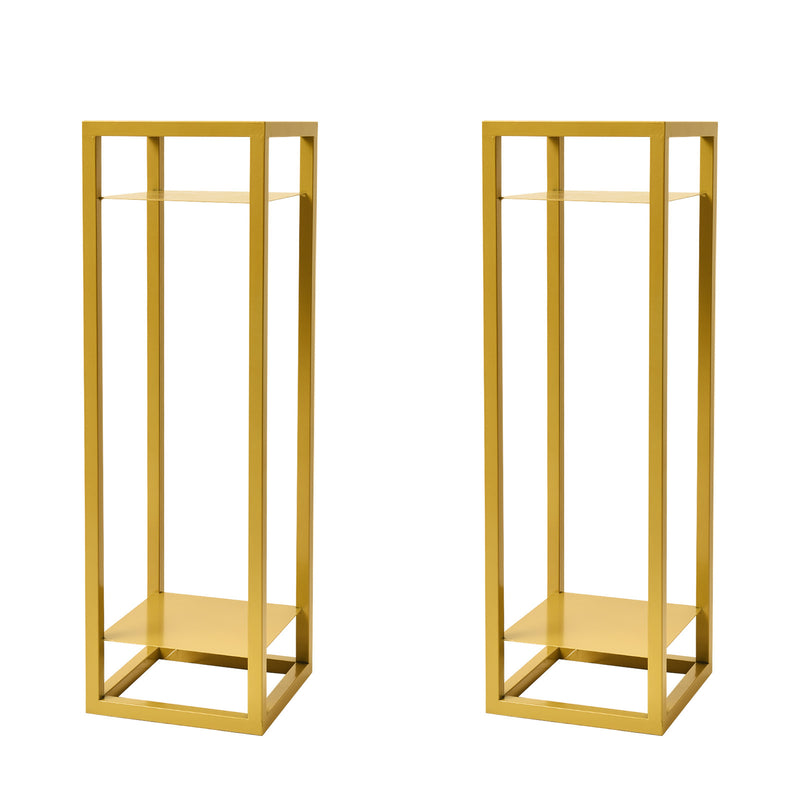 La Bella 2 Set 82cm Gold Plant Stand Planter Shelf Rack 2 Tier Steel