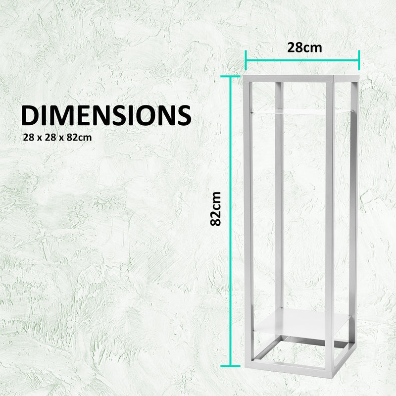 La Bella 82cm White Plant Stand Planter Shelf Rack 2 Tier Steel