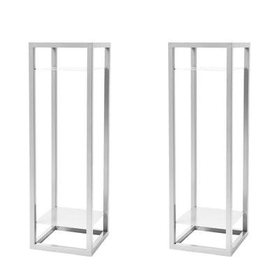 La Bella 2 Set 82cm White Plant Stand Planter Shelf Rack 2 Tier Steel