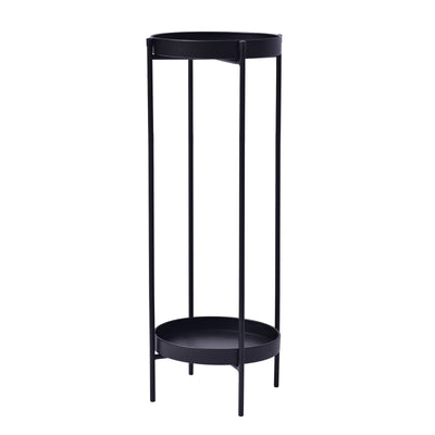 La Bella 80cm Black Plant Stand Planter Shelf Rack 2 Tier Steel