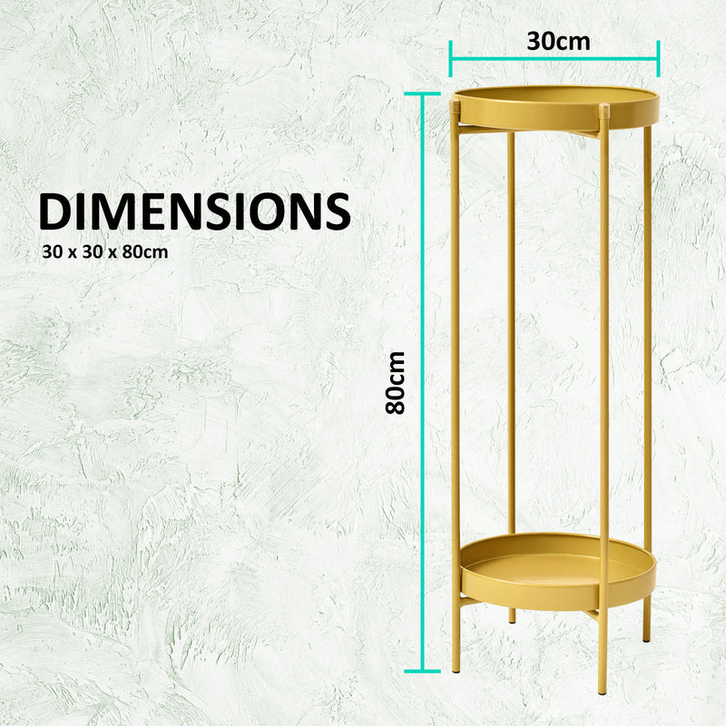 Plant Stand 80cm Planter Shelf Rack Display Steel 2 Tier GOLD