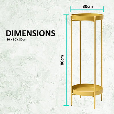 2X Plant Stand 80cm Planter Shelf Rack Display Steel 2 Tier GOLD