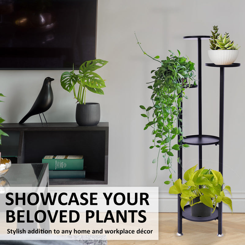 La Bella 100cm Black Plant Stand Planter Shelf Rack 5 Tier Steel