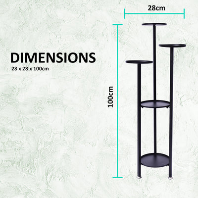 La Bella 2 Set 100cm Black Plant Stand Planter Shelf Rack 5 Tier Steel