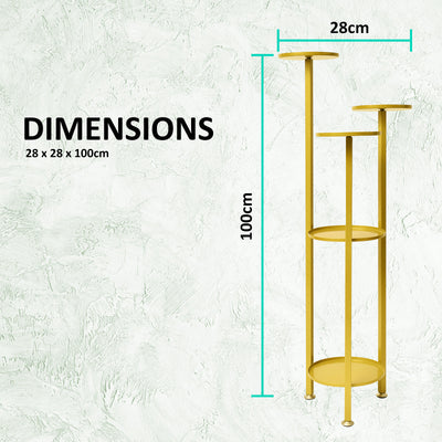 La Bella 2 Set 100cm Gold Plant Stand Planter Shelf Rack 5 Tier Steel