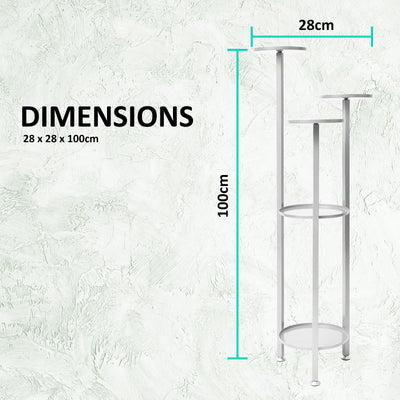 La Bella 100cm White Plant Stand Planter Shelf Rack 5 Tier Steel