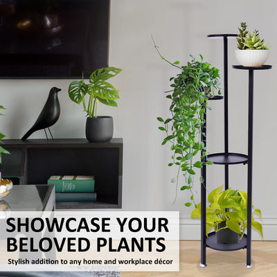 La Bella 122cm Black Plant Stand Planter Shelf Rack 5 Tier Steel