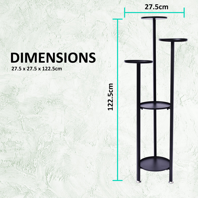 La Bella 122cm Black Plant Stand Planter Shelf Rack 5 Tier Steel