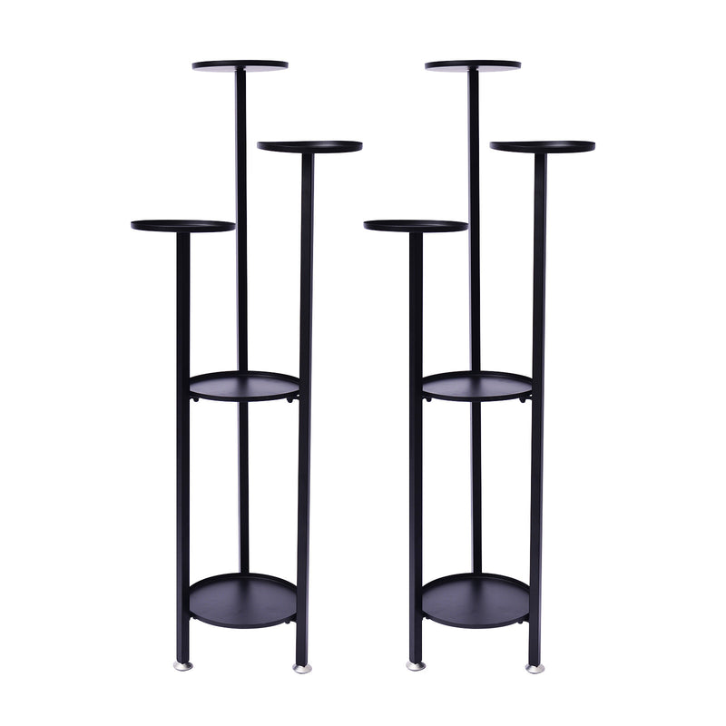 La Bella 2 Set 122cm Black Plant Stand Planter Shelf Rack 5 Tier Steel