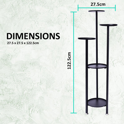 La Bella 2 Set 122cm Black Plant Stand Planter Shelf Rack 5 Tier Steel