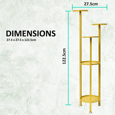 La Bella 2 Set 122cm Gold Plant Stand Planter Shelf Rack 5 Tier Steel