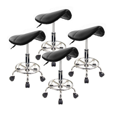 Forever Beauty 4 Set Black Salon Barber Stool Swivel Saddle Type