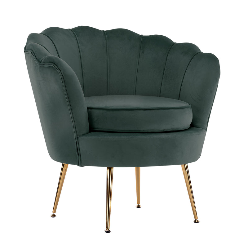 La Bella Shell Scallop Green Armchair Lounge Chair Accent Velvet