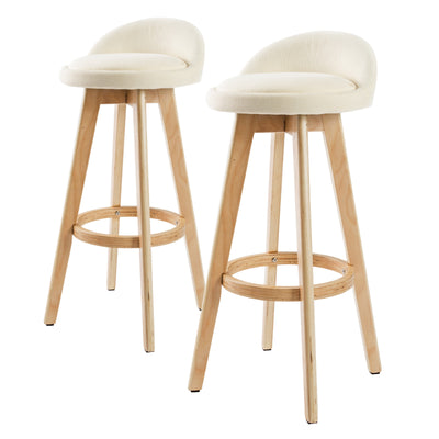 La Bella 2 Set 72cm Beige Wooden Bar Stool Leila Fabric